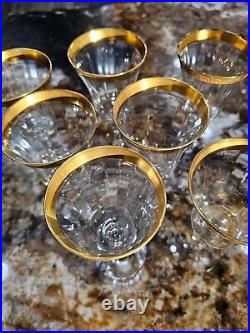 Vintage Optic Wine Crystal Glass Gold Trimmed, set of 7