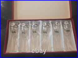 Vintage Perrier-Jouet Crystal Hand Painted 6 Champagne Flute Set