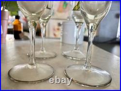 Vintage Perrier Jouet Hand Painted Crystal Champagne Flutes Set Of 4