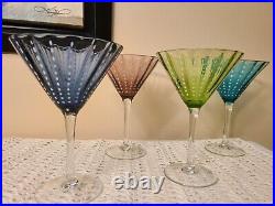 Vintage Pescara White Dots Glass Martini Crystal Glassware