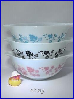 Vintage Pyrex Turquoise Gooseberry JAJ Cinderella Mixing Bowl, USA Pink Black443