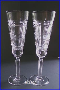 Vintage Ralph Lauren Crystal GLEN PLAID CLASSIC Champagne Flute Marked, Set of 2