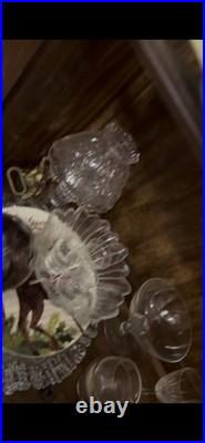 Vintage/Retro Clear Crystal Set Etched Floral, Wine & Cocktail, 10 oz