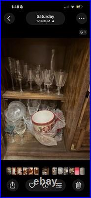 Vintage/Retro Clear Crystal Set Etched Floral, Wine & Cocktail, 10 oz