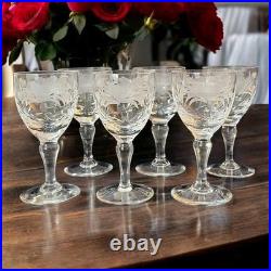 Vintage Royal Brierley Honeysuckle Wine/Sherry Glasses-Set of 6 5.5 Tall EC