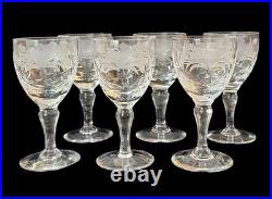 Vintage Royal Brierley Honeysuckle Wine/Sherry Glasses-Set of 6 5.5 Tall EC