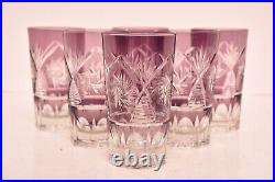 Vintage SET 6 BOHEMIAN CZECH CUT TO CLEAR CRYSTAL TUMBLERS GLASSES 5.25