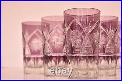 Vintage SET 6 BOHEMIAN CZECH CUT TO CLEAR CRYSTAL TUMBLERS GLASSES 5.25