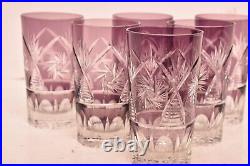 Vintage SET 6 BOHEMIAN CZECH CUT TO CLEAR CRYSTAL TUMBLERS GLASSES 5.25