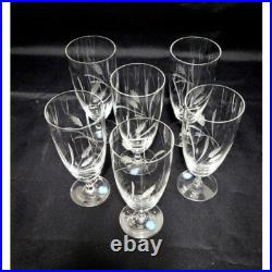 Vintage Sasaki Crystal Etched Wheat Wine Water Goblets Set of Six Japan NEW Vintage Sasaki Crystal Etched Wheat Wine Water Goblets Set of Six Japan NEW