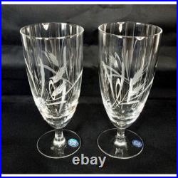 Vintage Sasaki Crystal Etched Wheat Wine Water Goblets Set of Six Japan NEW Vintage Sasaki Crystal Etched Wheat Wine Water Goblets Set of Six Japan NEW