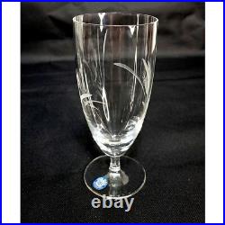 Vintage Sasaki Crystal Etched Wheat Wine Water Goblets Set of Six Japan NEW Vintage Sasaki Crystal Etched Wheat Wine Water Goblets Set of Six Japan NEW