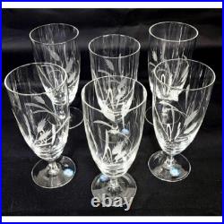 Vintage Sasaki Crystal Etched Wheat Wine Water Goblets Set of Six Japan NEW Vintage Sasaki Crystal Etched Wheat Wine Water Goblets Set of Six Japan NEW
