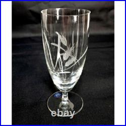 Vintage Sasaki Crystal Etched Wheat Wine Water Goblets Set of Six Japan NEW Vintage Sasaki Crystal Etched Wheat Wine Water Goblets Set of Six Japan NEW