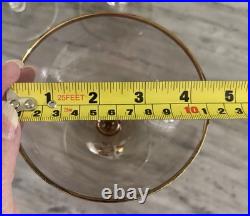 Vintage Set Of 6 Jozef Stanik Crystal Gold Ball Stem Wine Glasses Czech