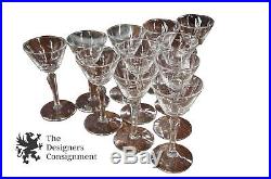 Vintage Set of 11 Etched Wheat Crystal Cordial Sherry Stemware Liquor Cocktail