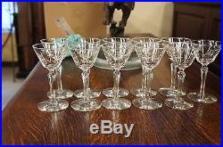Vintage Set of 11 Etched Wheat Crystal Cordial Sherry Stemware Liquor Cocktail