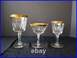 Vintage Set of 18 Czech Crystal Stemware 6 water 6 wine 6 champagne 24K trim