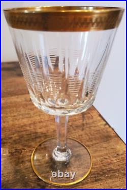 Vintage Set of 18 Czech Crystal Stemware 6 water 6 wine 6 champagne 24K trim