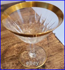 Vintage Set of 18 Czech Crystal Stemware 6 water 6 wine 6 champagne 24K trim