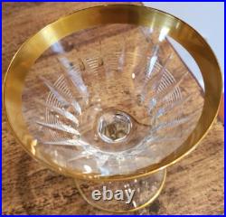 Vintage Set of 18 Czech Crystal Stemware 6 water 6 wine 6 champagne 24K trim