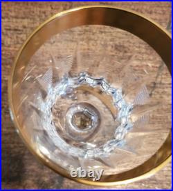 Vintage Set of 18 Czech Crystal Stemware 6 water 6 wine 6 champagne 24K trim