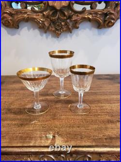 Vintage Set of 18 Czech Crystal Stemware 6 water 6 wine 6 champagne 24K trim