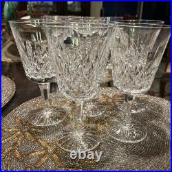 Vintage- Set of 5 Lismore Waterford Cut Crystal Water Goblets, 8 oz, 6 7/8