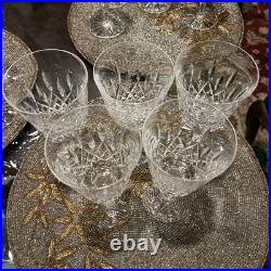 Vintage- Set of 5 Lismore Waterford Cut Crystal Water Goblets, 8 oz, 6 7/8