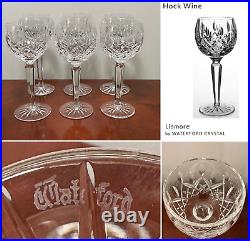 Vintage Set of 6 WATERFORD CRYSTAL Lismore Hocks Goblets/Wine Glasses IRELAND