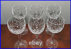 Vintage Set of 6 WATERFORD CRYSTAL Lismore Hocks Goblets/Wine Glasses IRELAND