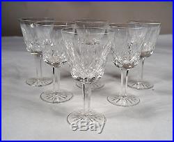 Vintage Set of 6 Waterford Lismore Pattern Crystal Claret Wine Glasses