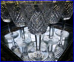 Vintage Set of 7 Waterford Alana 5 7/8 Wine Glasses Goblets Mint SIGNED