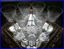 Vintage Set of 7 Waterford Alana 5 7/8 Wine Glasses Goblets Mint SIGNED