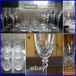 Vintage Signed Rogaska Gallia Cut Crysral Glasses, This Set Includes 6 Ea