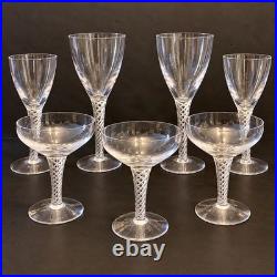 Vintage Stuart Crystal Ariel Air Twist Wine Champagne Glasses Set 7 England