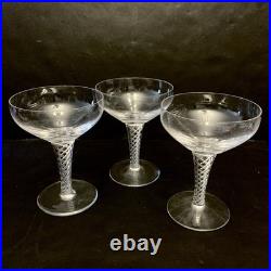 Vintage Stuart Crystal Ariel Air Twist Wine Champagne Glasses Set 7 England