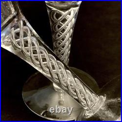 Vintage Stuart Crystal Ariel Air Twist Wine Champagne Glasses Set 7 England