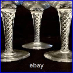 Vintage Stuart Crystal Ariel Air Twist Wine Champagne Glasses Set 7 England