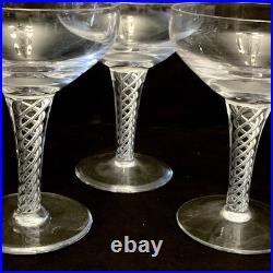 Vintage Stuart Crystal Ariel Air Twist Wine Champagne Glasses Set 7 England