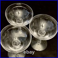 Vintage Stuart Crystal Ariel Air Twist Wine Champagne Glasses Set 7 England