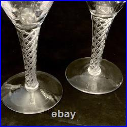 Vintage Stuart Crystal Ariel Air Twist Wine Champagne Glasses Set 7 England