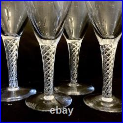 Vintage Stuart Crystal Ariel Air Twist Wine Champagne Glasses Set 7 England