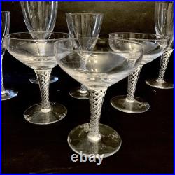 Vintage Stuart Crystal Ariel Air Twist Wine Champagne Glasses Set 7 England