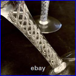 Vintage Stuart Crystal Ariel Air Twist Wine Champagne Glasses Set 7 England