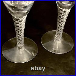 Vintage Stuart Crystal Ariel Air Twist Wine Champagne Glasses Set 7 England