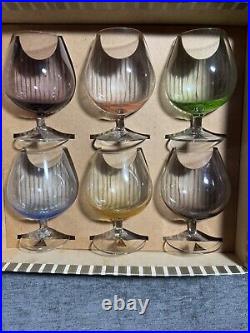 Vintage Sussmuth Germany 6 Piece Colored Cordial Brandy Cognac Glassware Set
