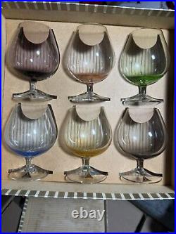 Vintage Sussmuth Germany 6 Piece Colored Cordial Brandy Cognac Glassware Set