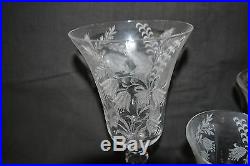 Vintage Tiffin FUSCHIA Optic Crystal Goblets & Dessert Plates Set 20 Pieces