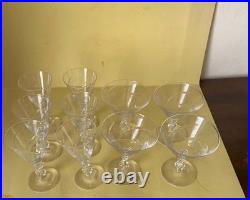 Vintage Tiffin Franciscan Etched Crystal Champagne Tall Sherbet Glasses Set of T
